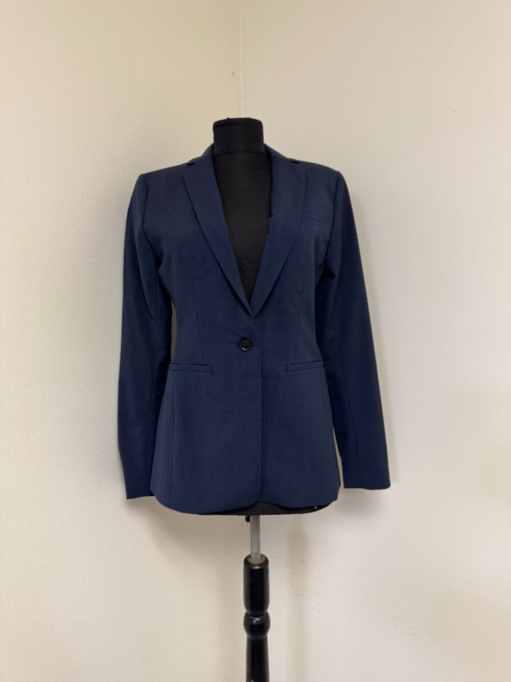 NWT Banana Republic Long & Lean Italian Wool Blazer Heathered Blue Size 0